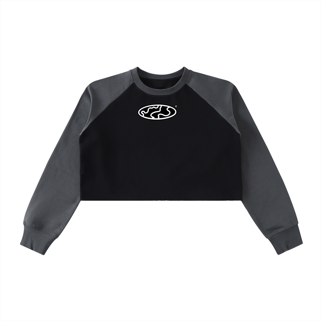 Raw-Hem Raglan Crop Sweatshirt