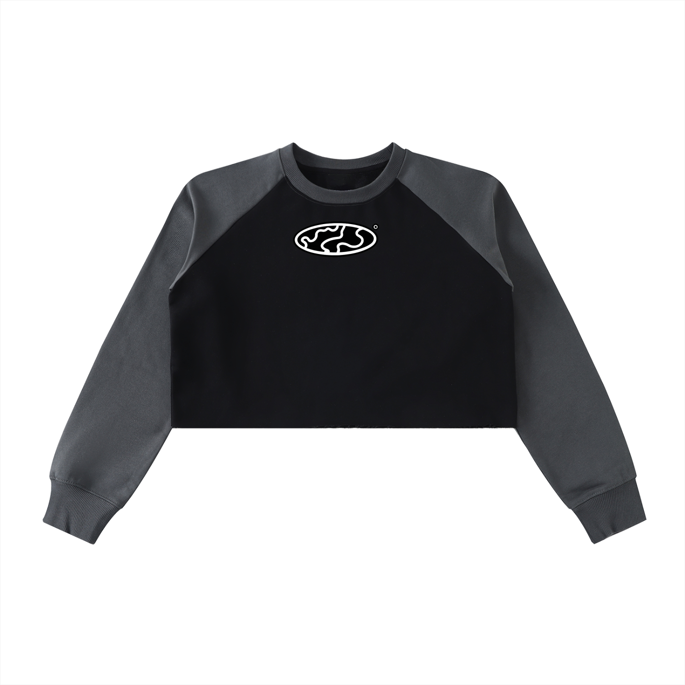 Raw-Hem Raglan Crop Sweatshirt