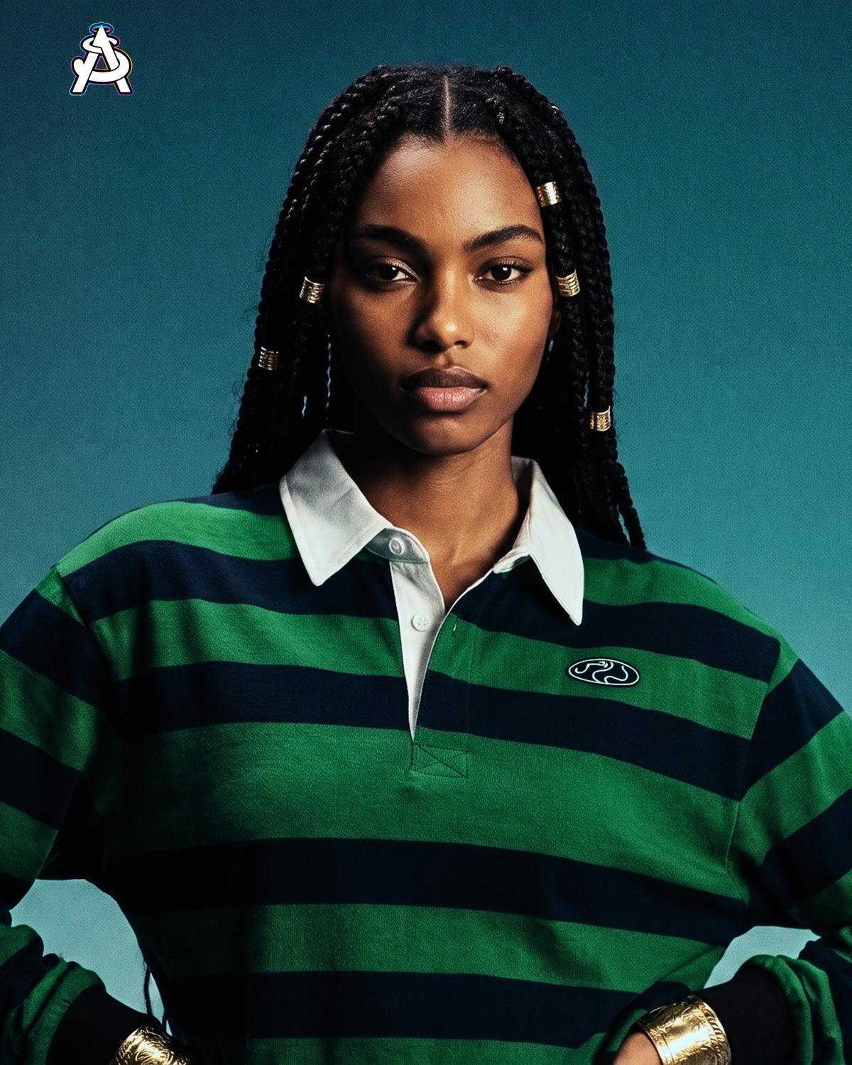 Stripe Polo Shirt; Green and Blue
