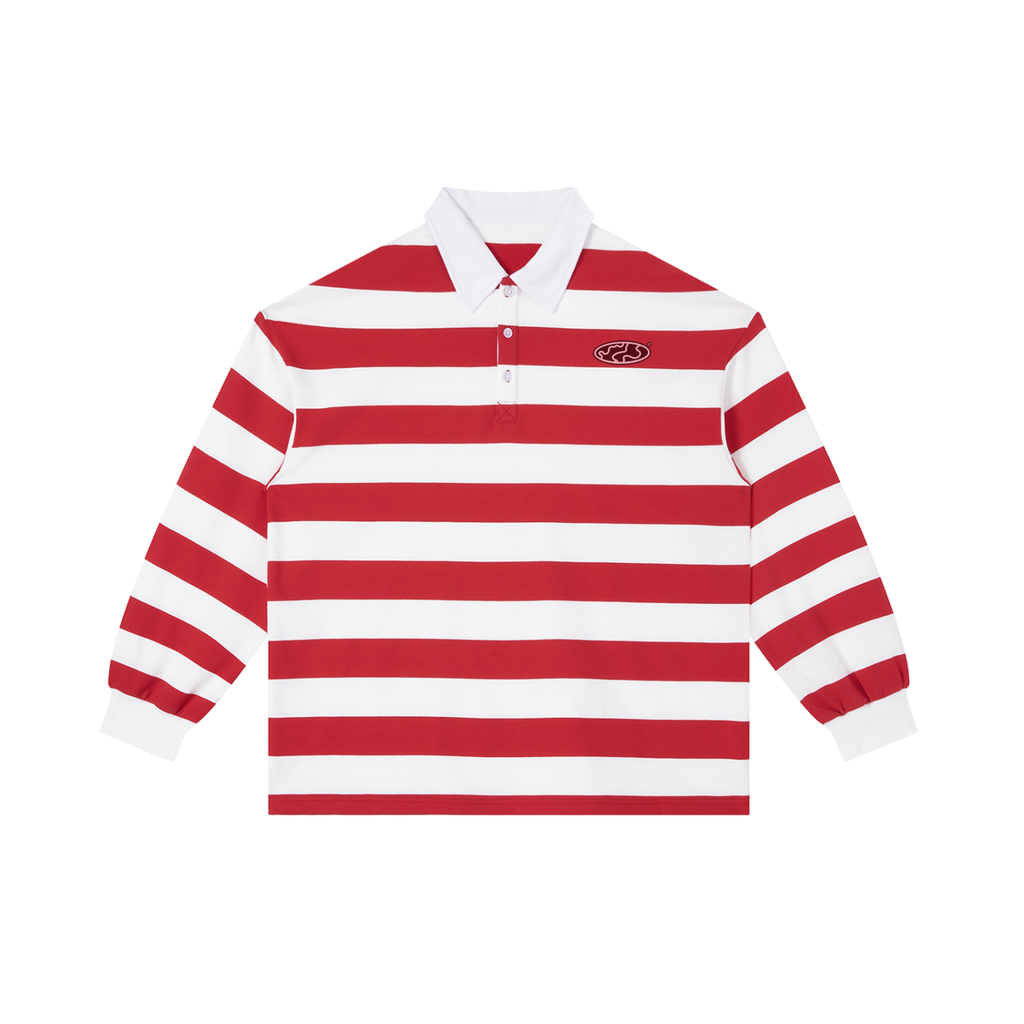 Stripe Polo Shirt Red and White